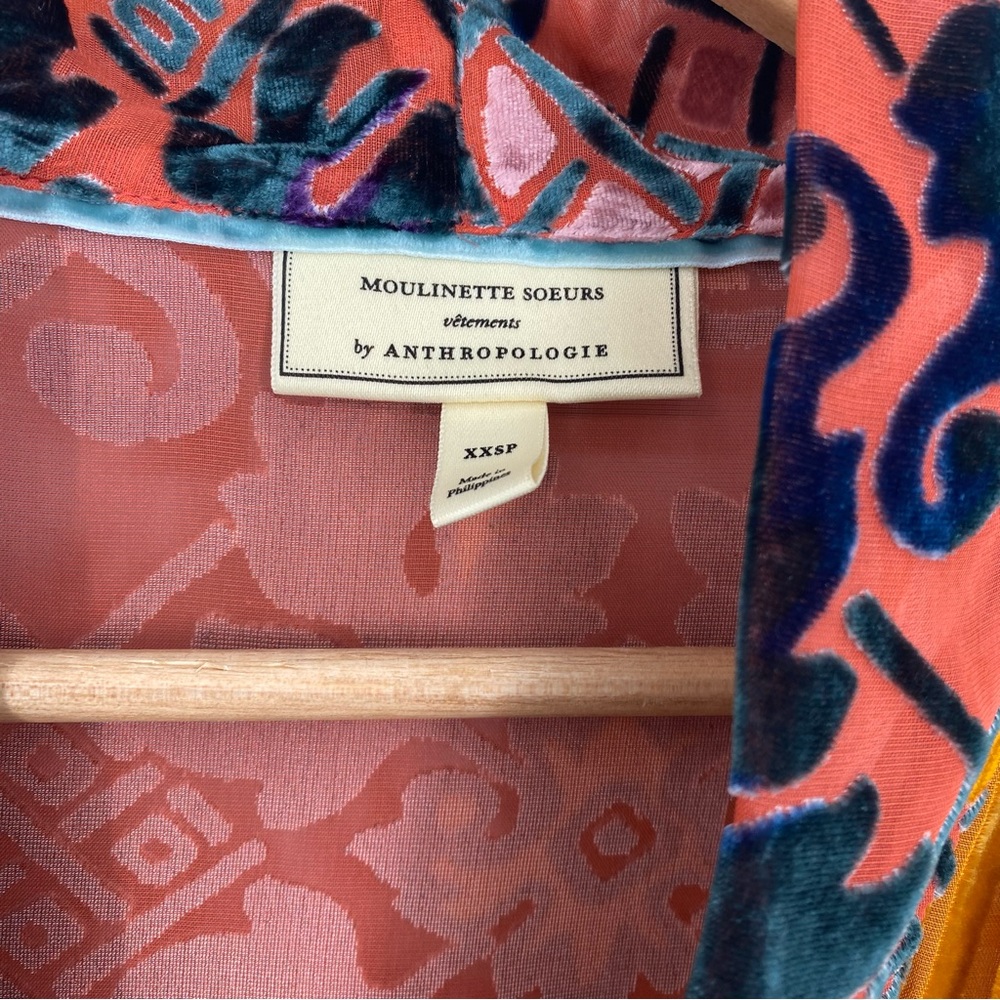 Moulinette Soeurs Anthropologie Velvet Wrap Top Feminine Conversation Piece XXSP - Picture 4 of 14